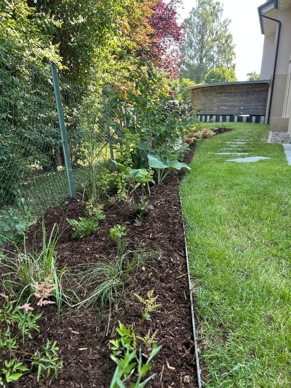Schattenbeet mit Trittplatten